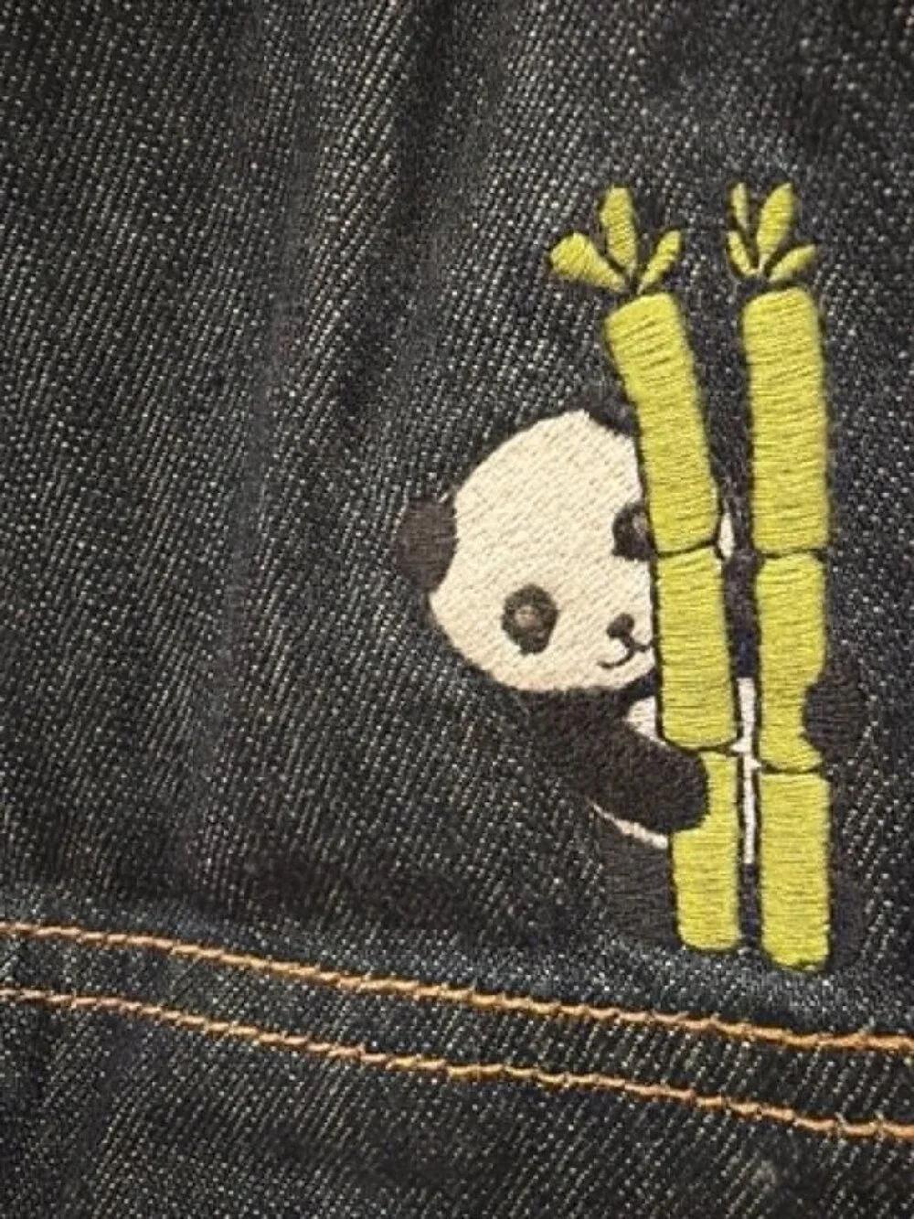 Gymboree NWT Little Panda Denim Pants Jeans Embroidered Panda 3- 6  mos
